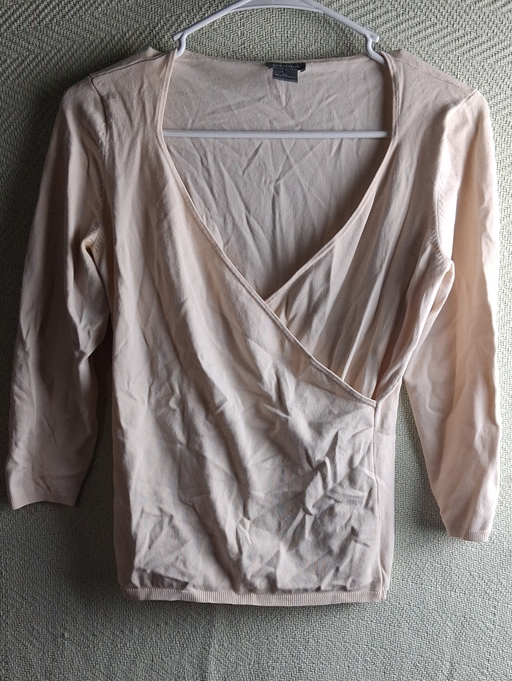 Ann Taylor Blush Wrap Long Sleeve Top